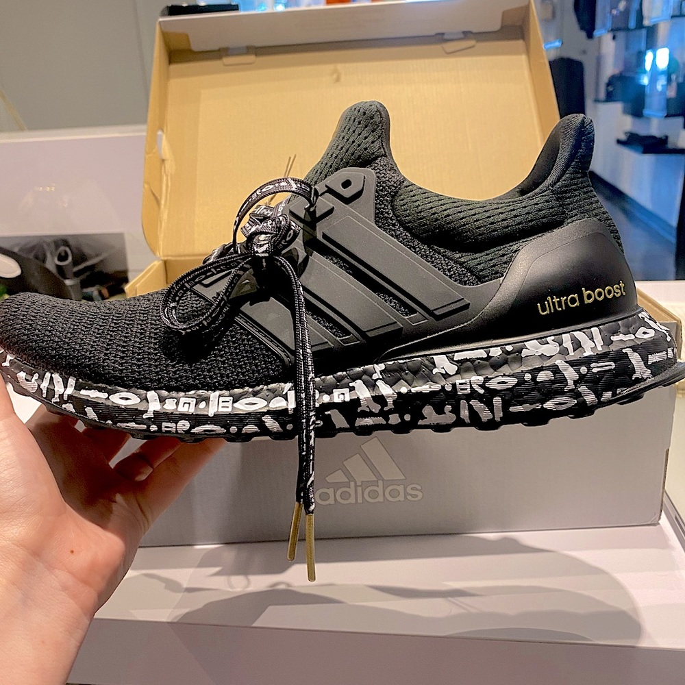 ADIDAS MOHAMED SALAH ULTRABOOST, gold details, black shoe, black/white soles